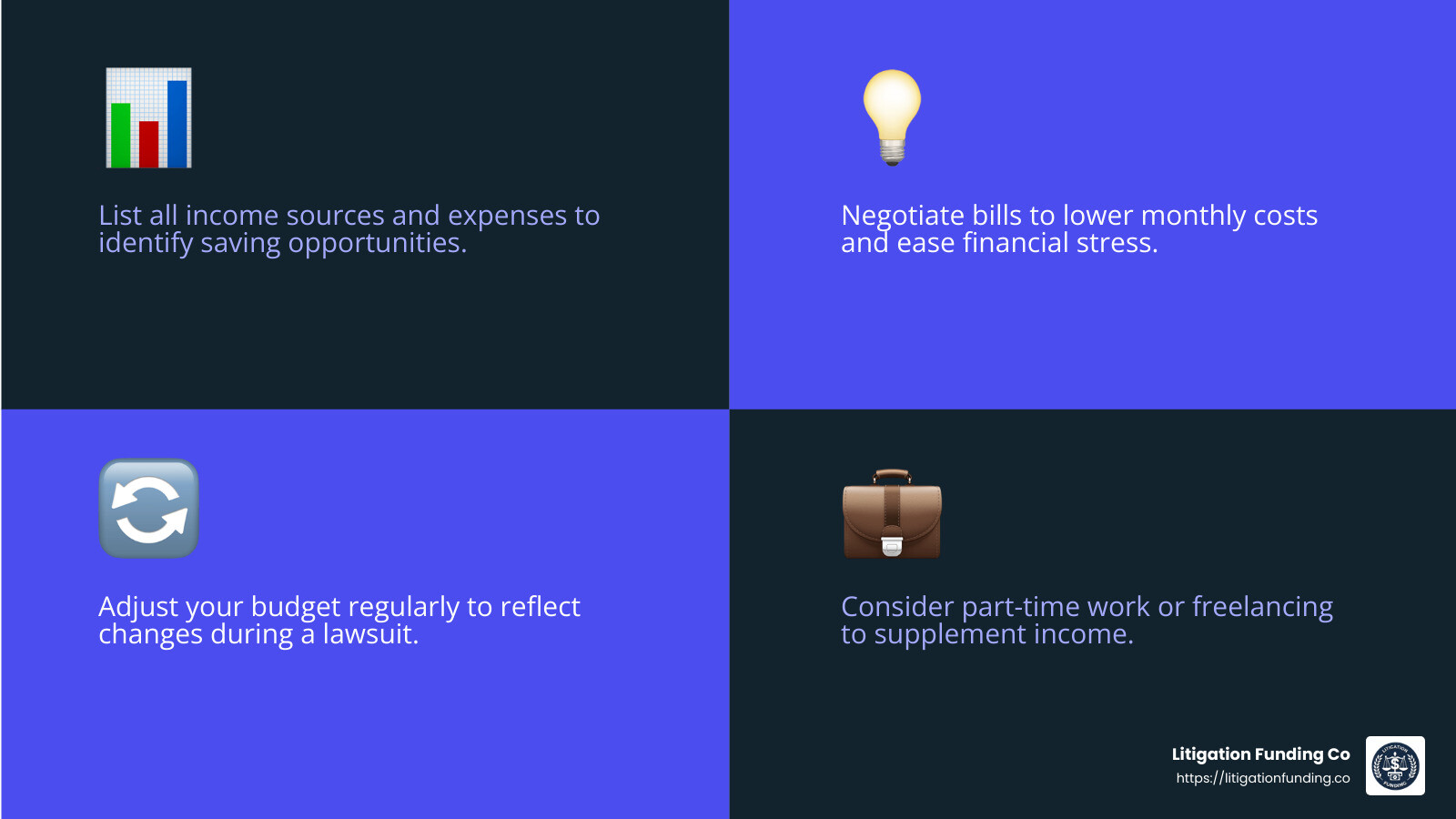 Budgeting and Financial Planning Tips - injury settlement loan infographic 4_facts_emoji_blue