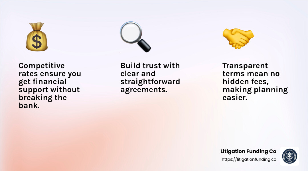 Transparent terms lead to peace of mind for borrowers - auto accident loan companies infographic 3_facts_emoji_light-gradient