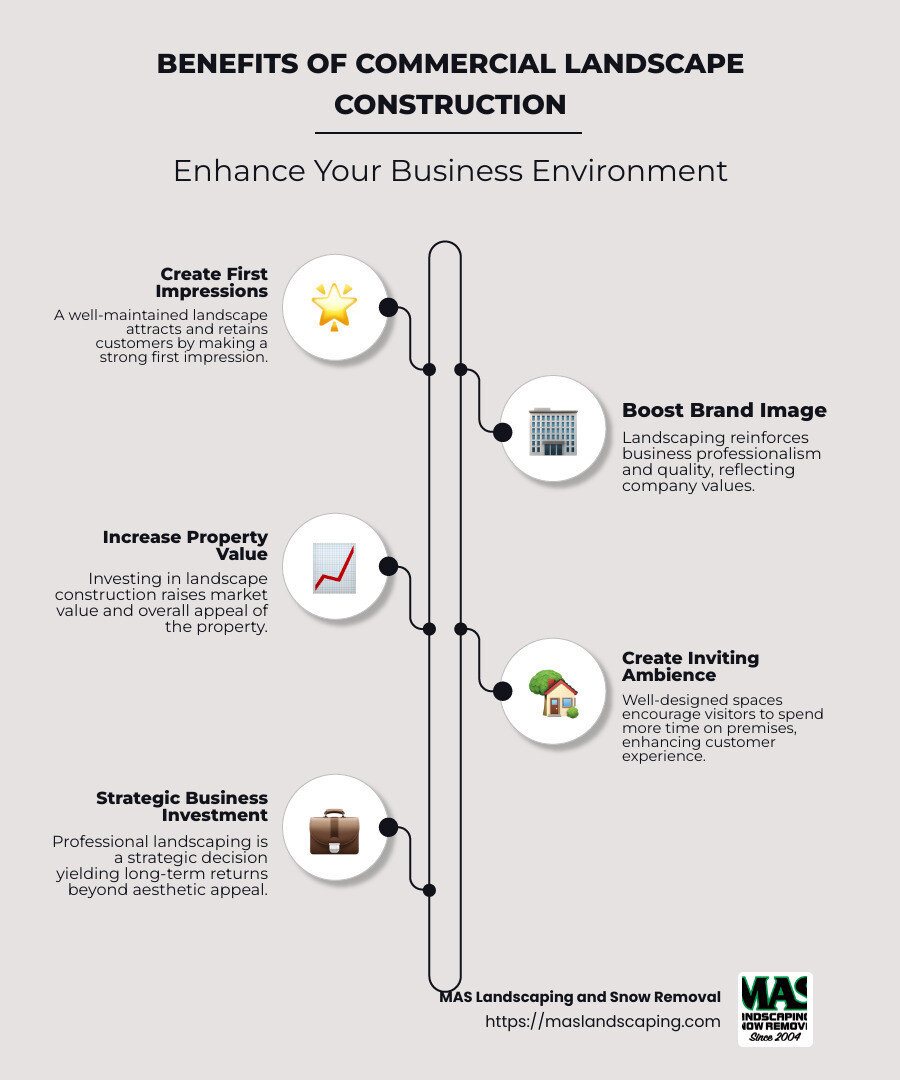 Commercial landscape benefits infographic - commercial landscape construction company infographic infographic-line-5-steps-neat_beige