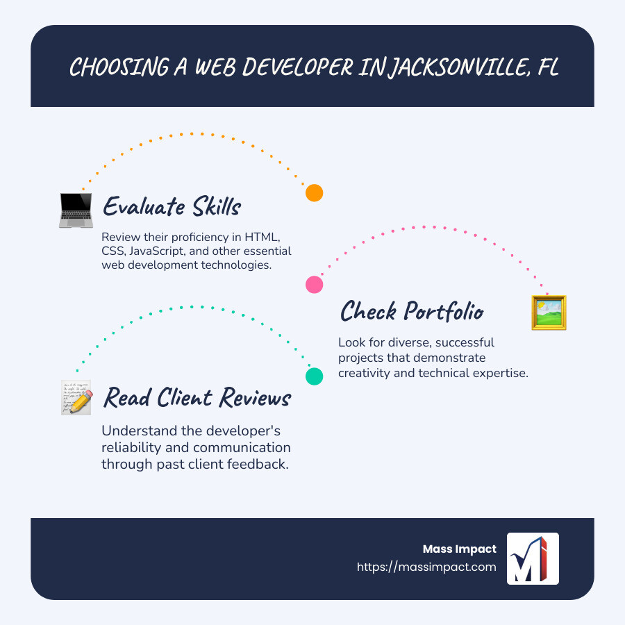 Choosing a Web Developer in Jacksonville, FL: Key Factors Infographic - web developer jacksonville fl infographic infographic-line-3-steps-blues-accent_colors