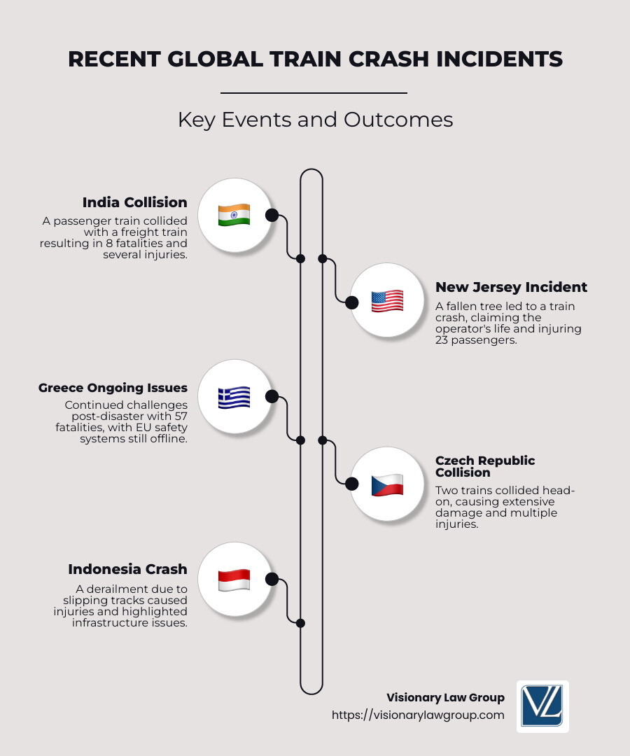 Diagram showing global locations and data of recent train crashes including India, New Jersey, and Greece - train crash today infographic infographic-line-5-steps-neat_beige Diagram showing global locations and data of recent train crashes including India, New Jersey, and Greece - train crash today infographic infographic-line-5-steps-neat_beige