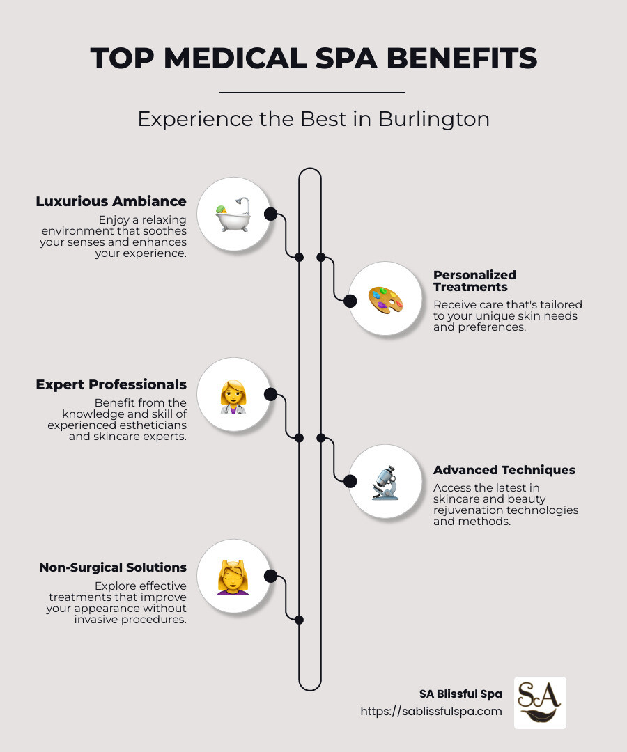 Infographic of Medical spa offerings in Burlington - medical spa burlington infographic infographic-line-5-steps-neat_beige