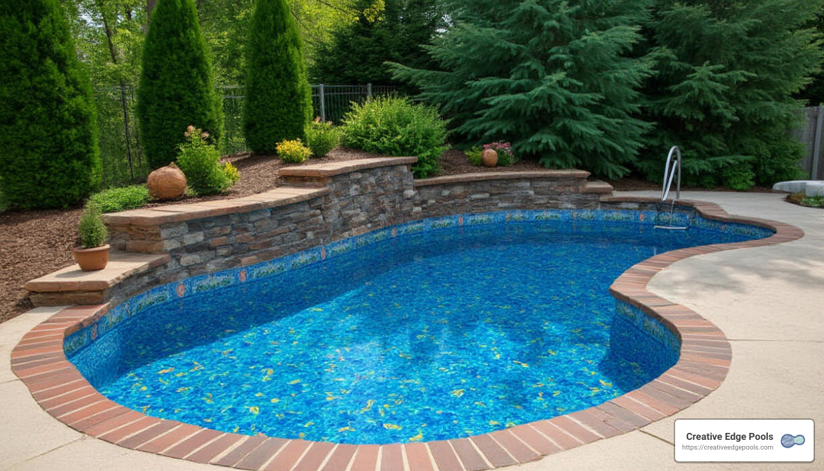 Vinyl Liner Pool with Custom Design - backyard pool inground