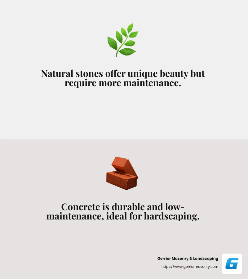 Choosing quality materials ensures a long-lasting landscape. - landscape install near me infographic 2_facts_emoji_grey