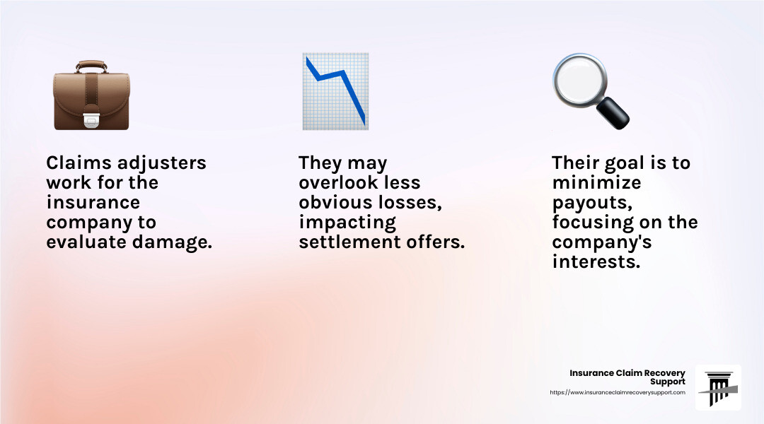 Claims adjusters aim to minimize the payout for the insurance company. - how to negotiate a settlement with an insurance claims adjuster infographic 3_facts_emoji_light-gradient