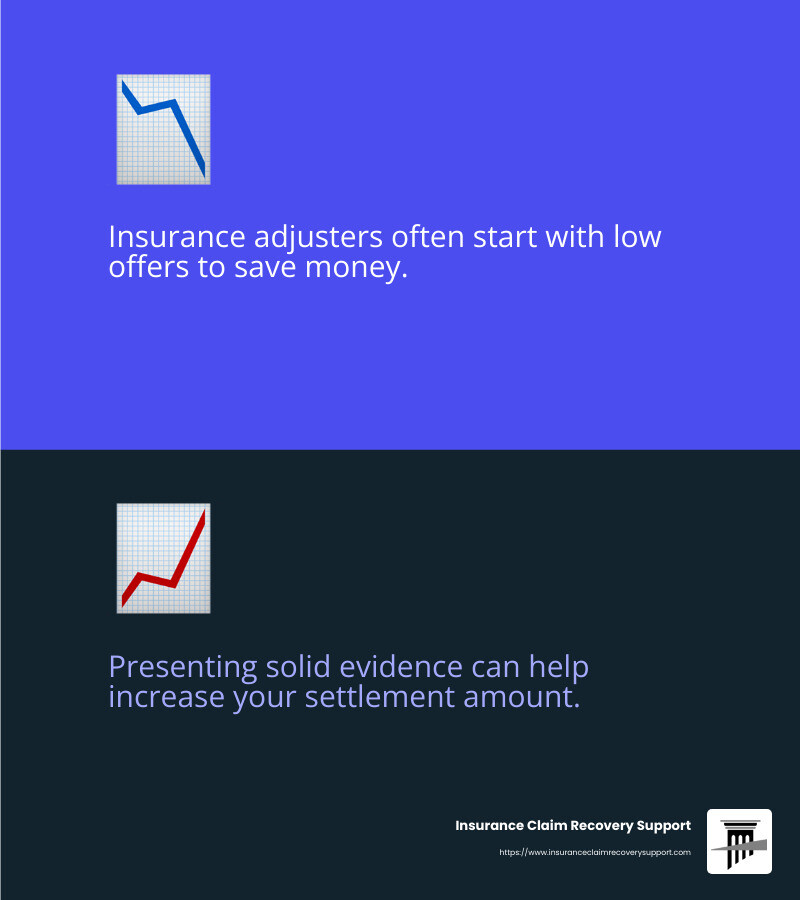 Insurance adjusters often start with low offers - how to negotiate a settlement with an insurance claims adjuster infographic 2_facts_emoji_blue