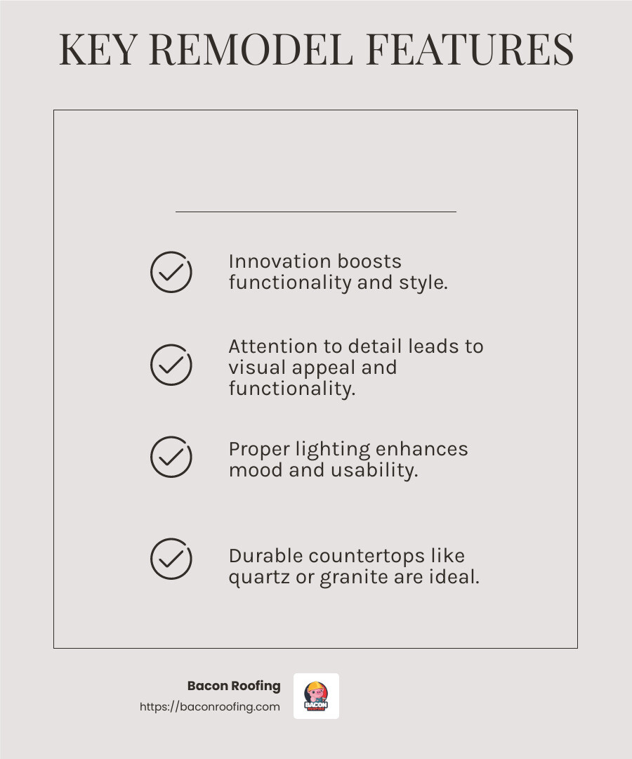 Attention to detail and quality craftsmanship are key to a successful kitchen remodel - kitchen remodel rockwall infographic checklist-light-beige