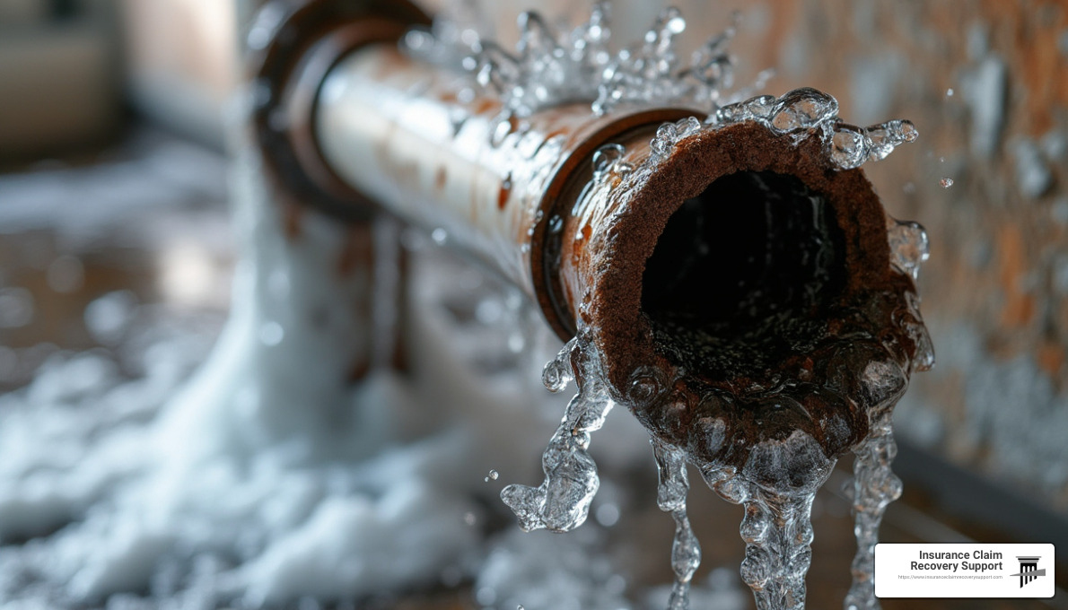 Frozen pipes can cause significant water damage. - freeze damage claims