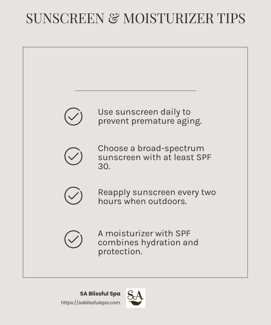 Broad Spectrum SPF 30 - Best Anti Aging infographic checklist-light-beige
