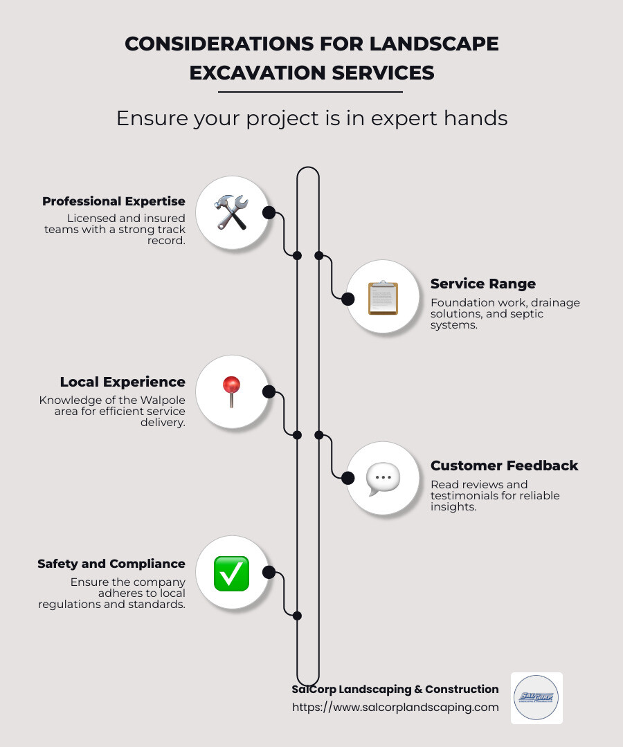 Checklist of Considerations for Landscape Excavation Services - landscape excavation walpole ma infographic infographic-line-5-steps-neat_beige