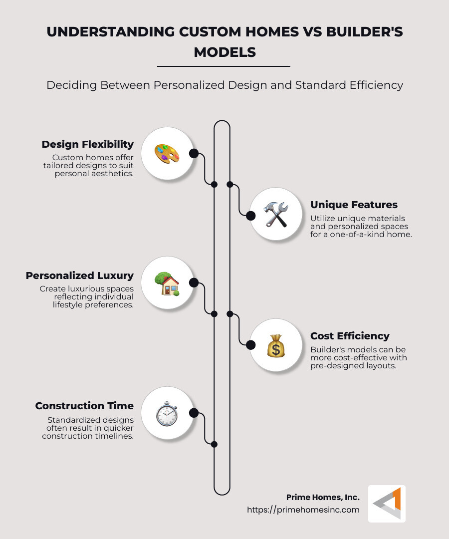 Infographic explaining differences between custom homes and builder's models - custom homes infographic infographic-line-5-steps-neat_beige
