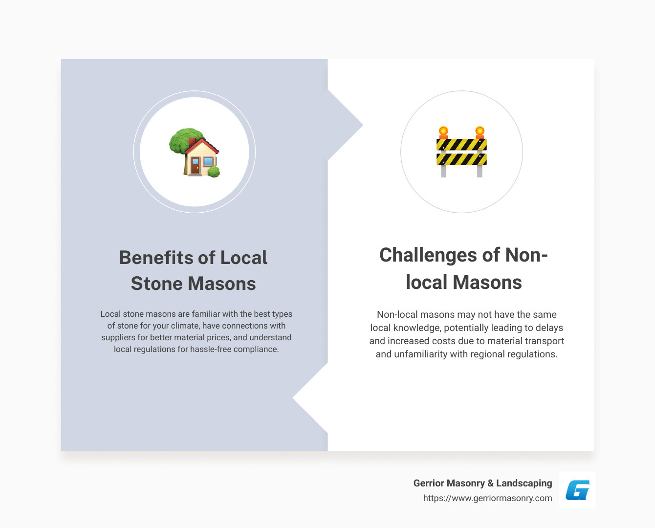 Benefits and tips for hiring local stone masonry experts - stone masonry near me infographic comparison-2-items-formal
