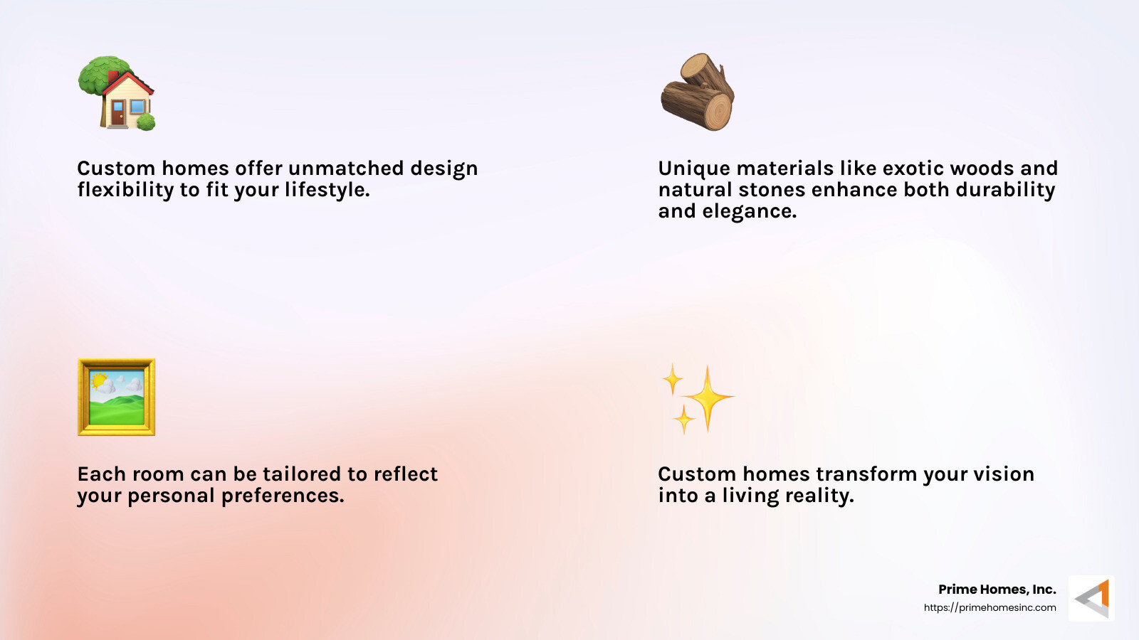 Design flexibility and unique materials infographic - custom homes infographic 4_facts_emoji_light-gradient