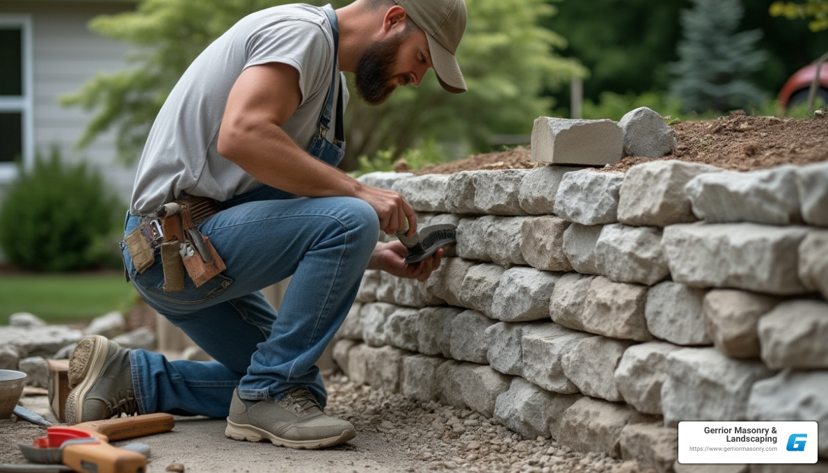 Stone masonry work in progress - stone masonry near me