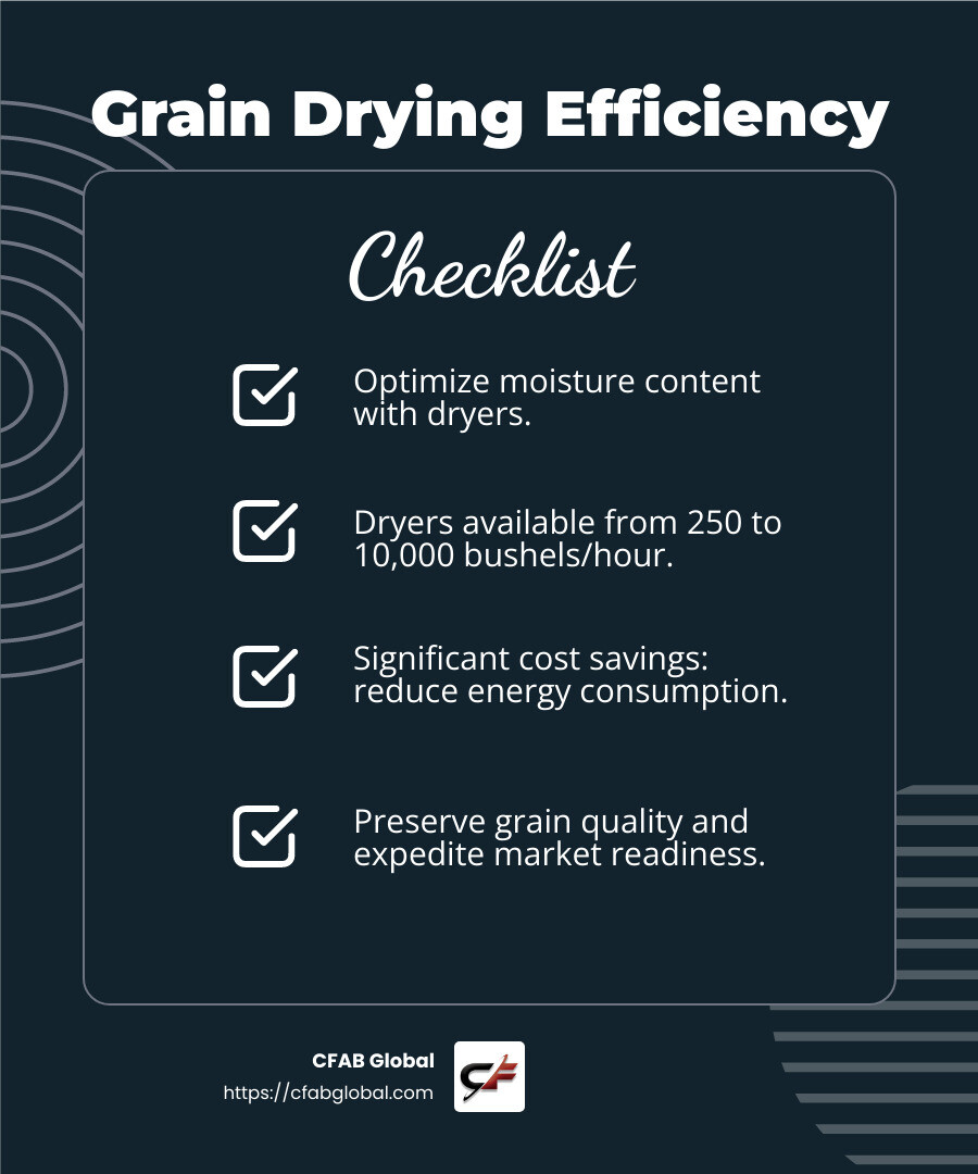 Grain drying efficiency - advanced grain systems infographic checklist-dark-blue