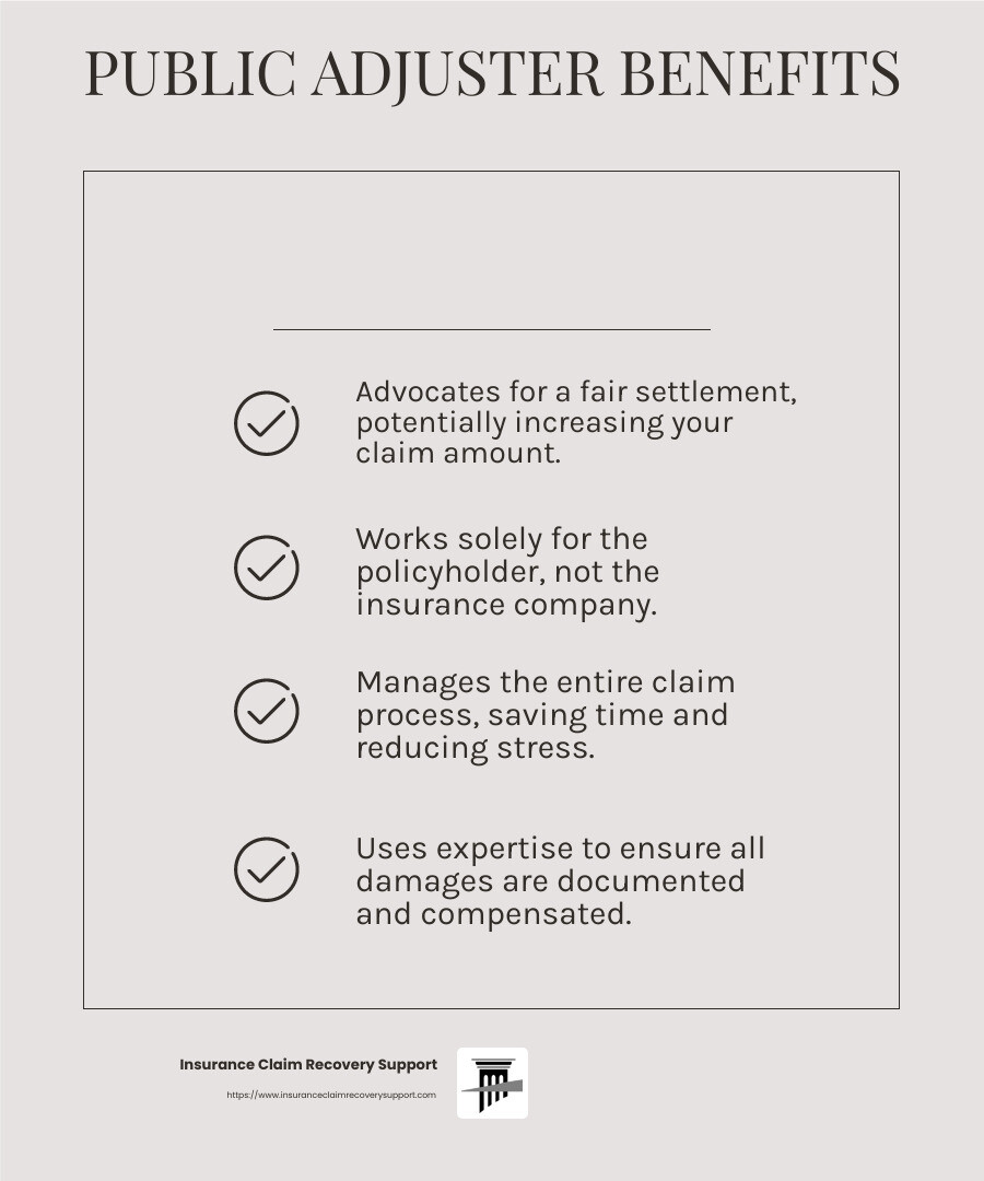 Policyholder Advocacy Quote - hail damage public adjuster infographic checklist-light-beige