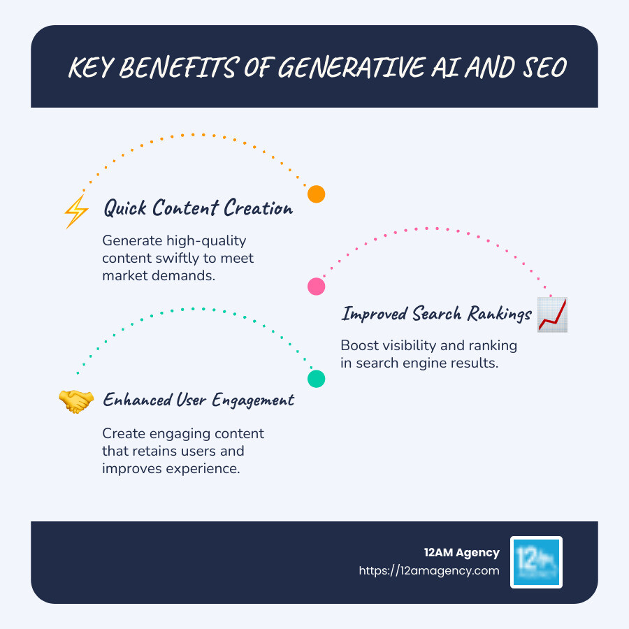 Key Benefits of Generative AI and SEO for Business Visibility - generative ai and seo infographic infographic-line-3-steps-blues-accent_colors
