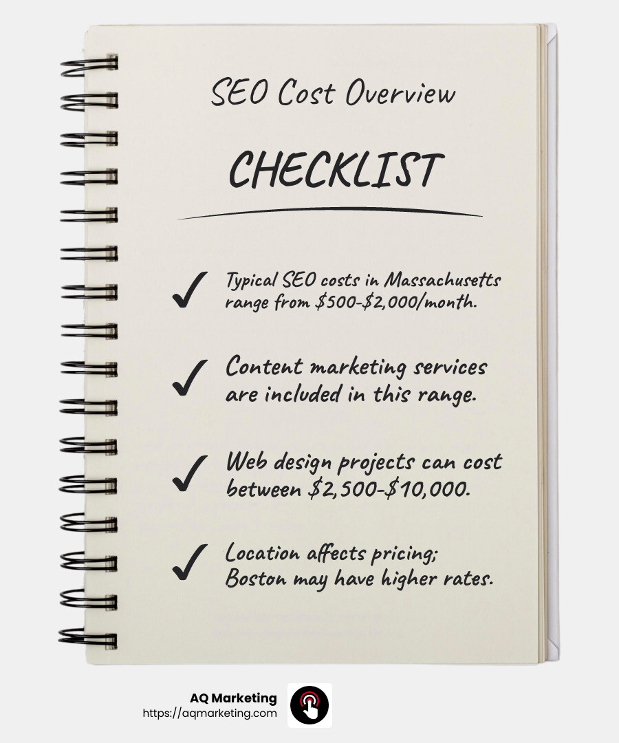 SEO services cost range - SEO Agency Boston MA infographic checklist-notebook SEO services cost range - SEO Agency Boston MA infographic checklist-notebook