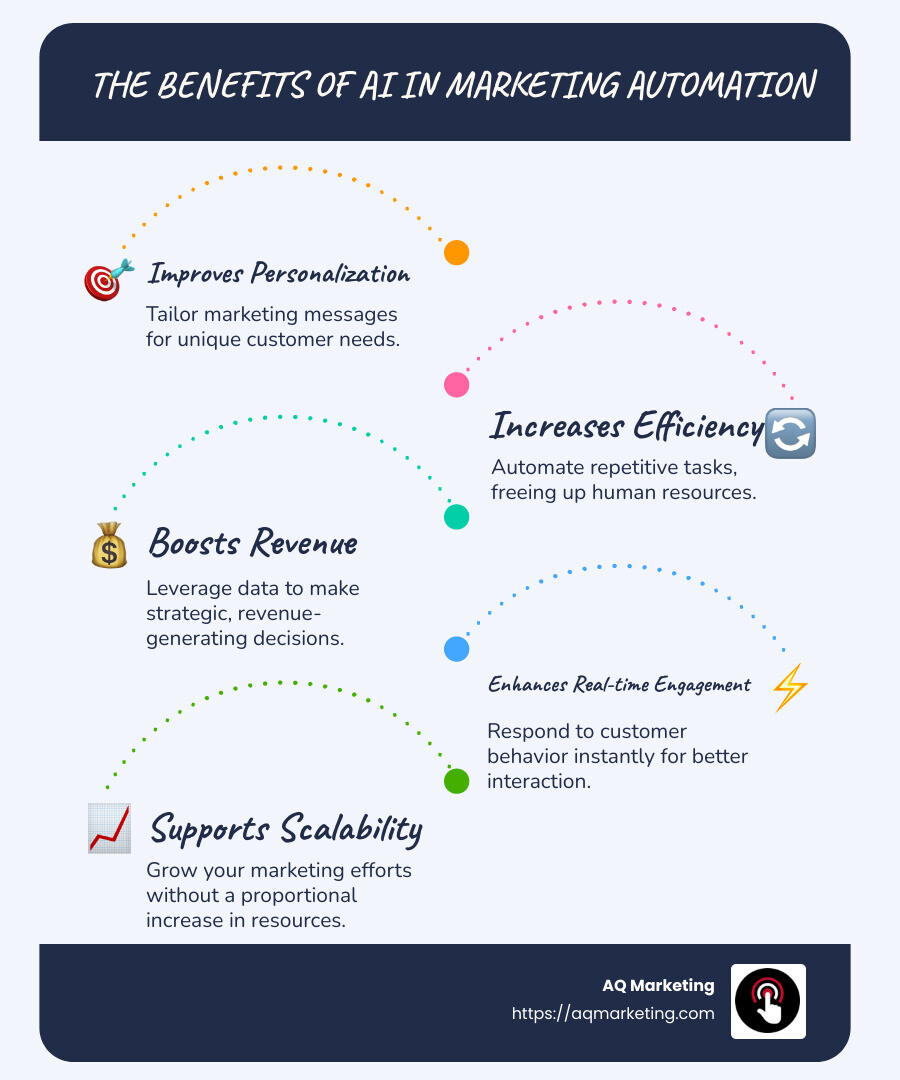 The Benefits of AI in Marketing Automation - ai marketing automation infographic infographic-line-5-steps-blues-accent_colors