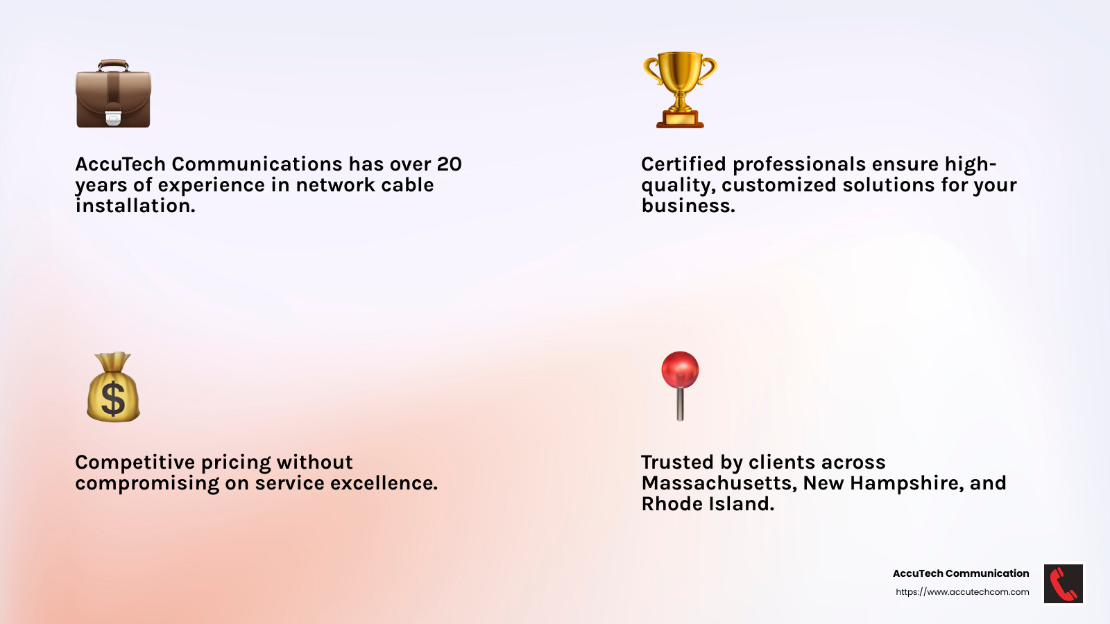 AccuTech Communications: Your Trusted Partner - internet cable installer infographic 4_facts_emoji_light-gradient