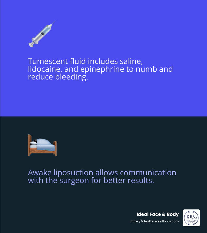 Pain management in awake liposuction - Liposuction with local anesthesia infographic 2_facts_emoji_blue