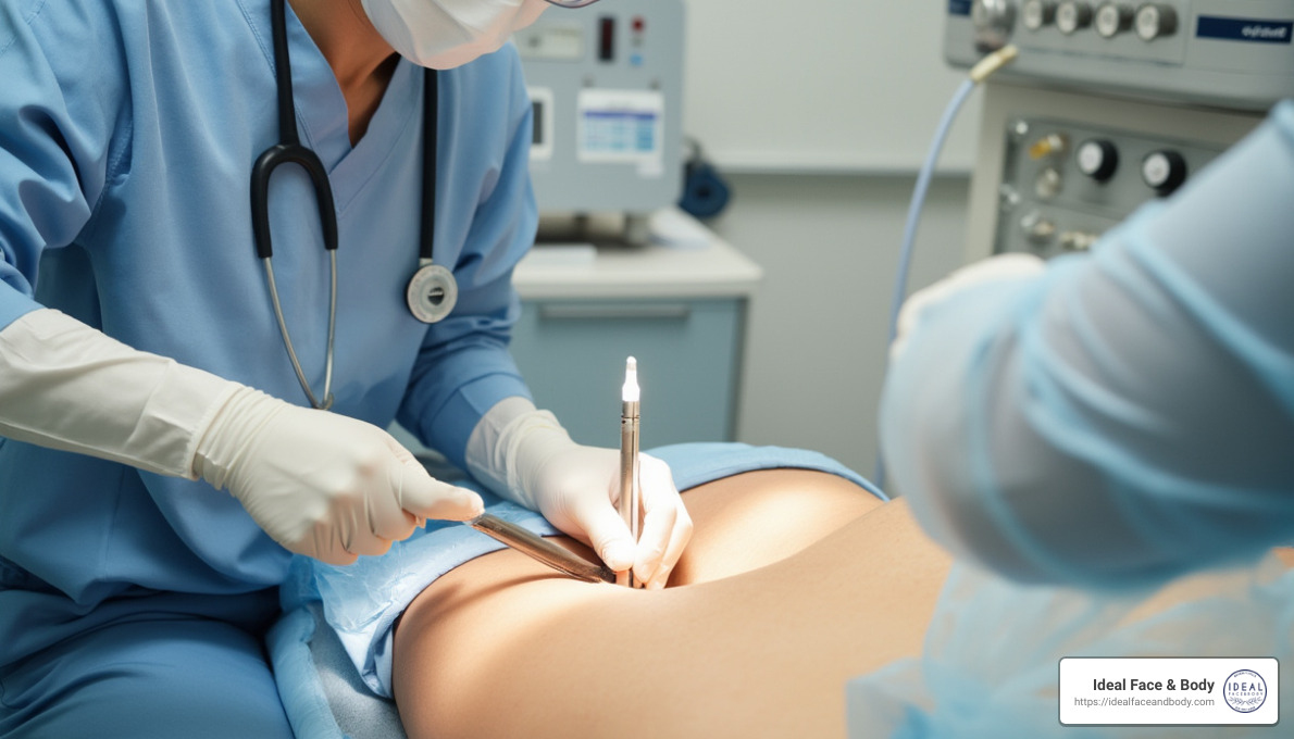 Header image of a medical professional performing liposuction with local anesthesia - Liposuction with local anesthesia