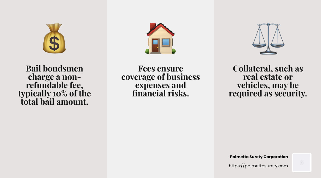 Bail bonds 101: making money in the bail industry 2 Bail bondsmen charging a 10% fee - how does a bail bond make money infographic 3_facts_emoji_grey