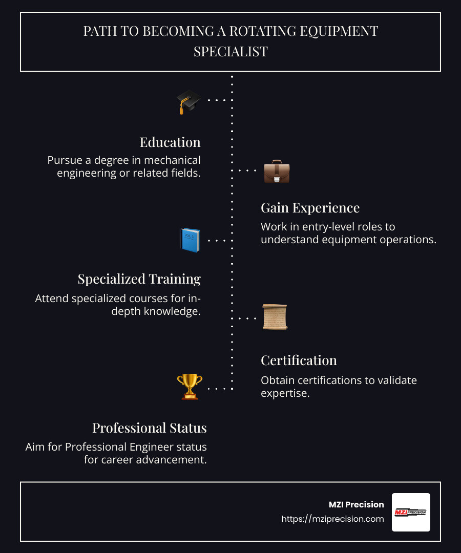 infographic showing benefits of rotating equipment specialists including efficiency increase, downtime reduction, and lifespan extension - rotating equipment specialists infographic infographic-line-5-steps-dark