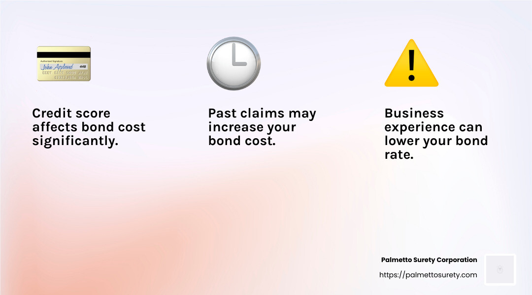 Example of bond cost from $100 to $1,000 for a $10,000 bond - how much is the surety bond for south carolina license infographic 3_facts_emoji_light-gradient