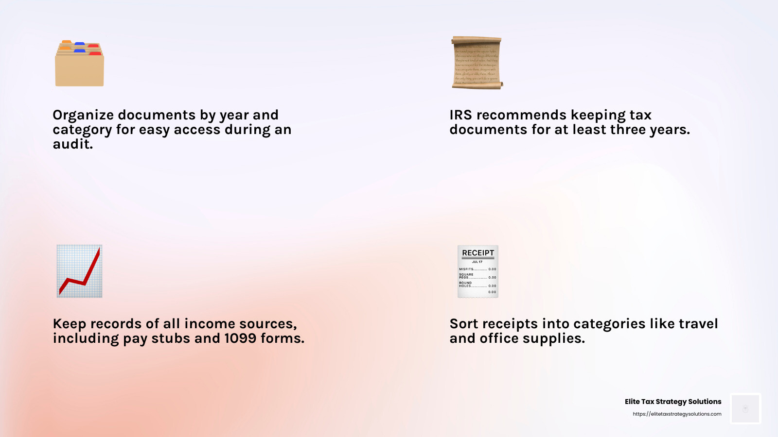 Keeping accurate records is crucial for tax audit preparation. - tax audit preparation infographic 4_facts_emoji_light-gradient
