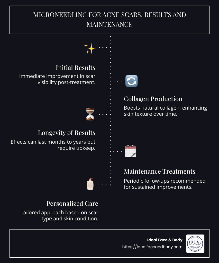 Infographic on microneedling benefits and maintenance - are microneedling results permanent for acne scars infographic infographic-line-5-steps-dark