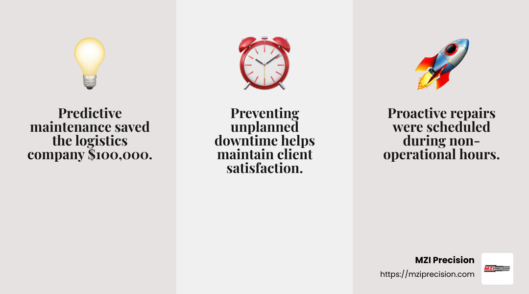 Fortune 500 logistics company saves $100,000 with predictive maintenance - electric motor predictive maintenance infographic 3_facts_emoji_grey