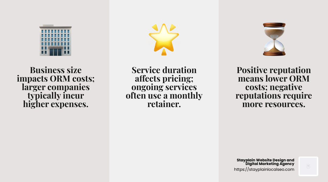 Factors Affecting ORM Pricing - how much to charge for reputation management infographic 3_facts_emoji_grey