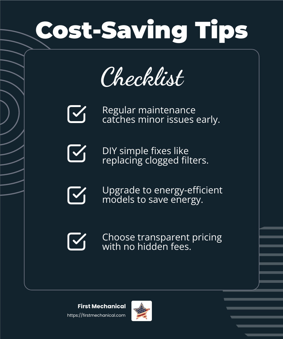 Cost-saving tips for AC repair - Affordable AC repair Tampa infographic checklist-dark-blue Cost-saving tips for AC repair - Affordable AC repair Tampa infographic checklist-dark-blue