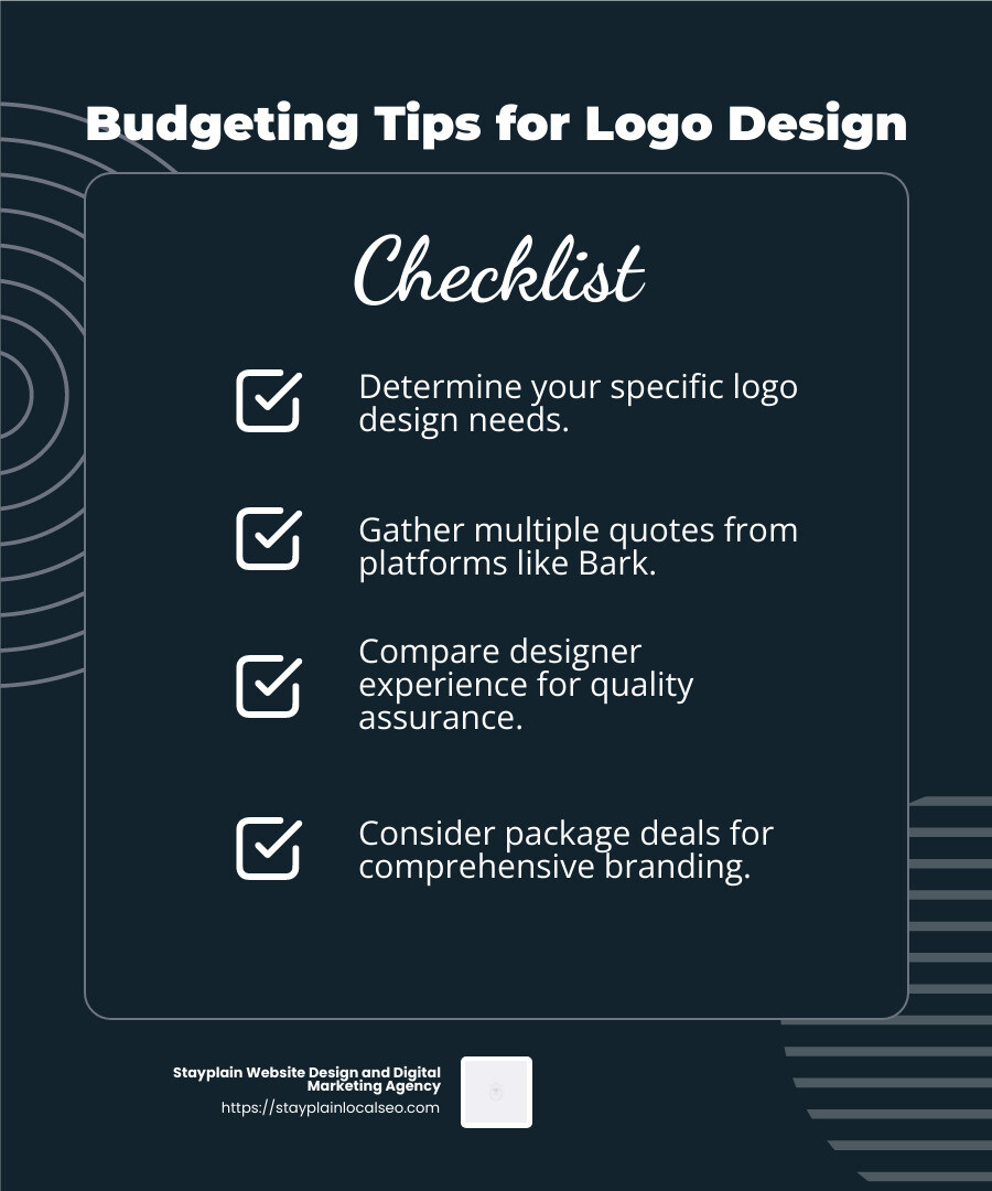 Budgeting Tips for Logo Design - local logo designers near me infographic checklist-dark-blue