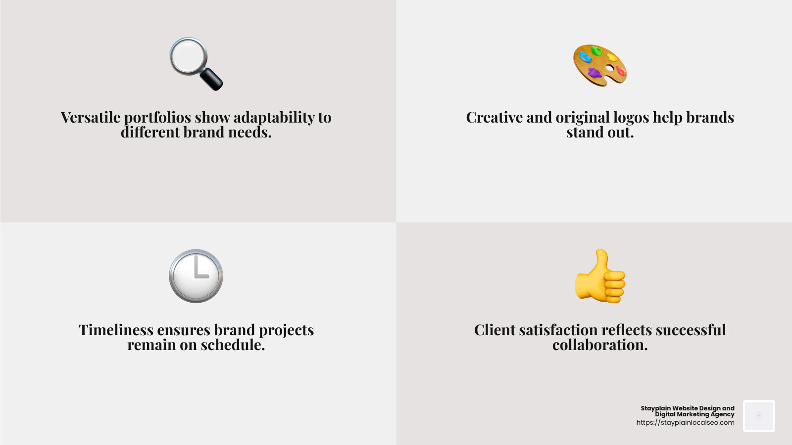 Client testimonials highlighting satisfaction and communication skills - local logo designers near me infographic 4_facts_emoji_grey