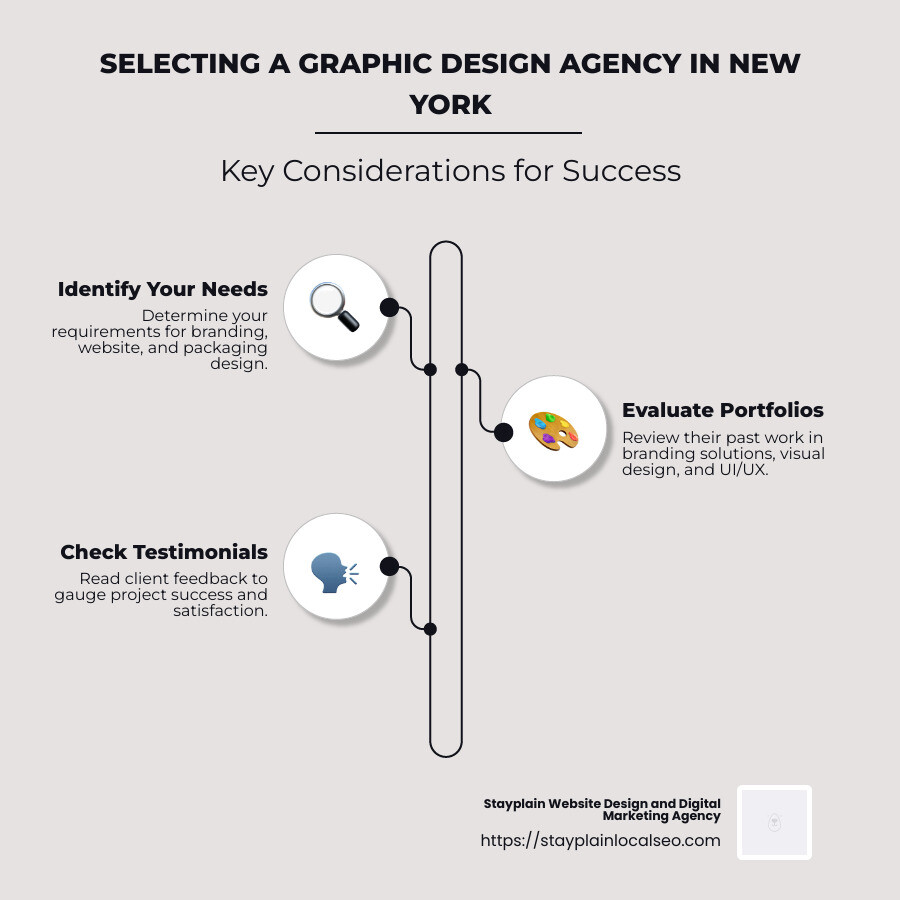 graphic design agency selection infographic - graphic design agency new york infographic infographic-line-3-steps-neat_beige