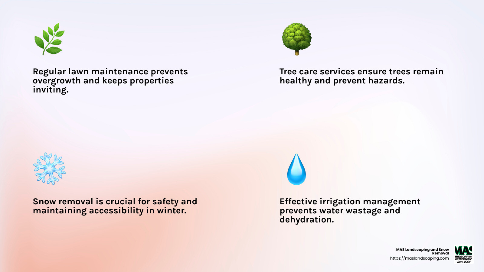 Quote about the importance of professional landscape maintenance - commercial landscape maintenance company infographic 4_facts_emoji_light-gradient