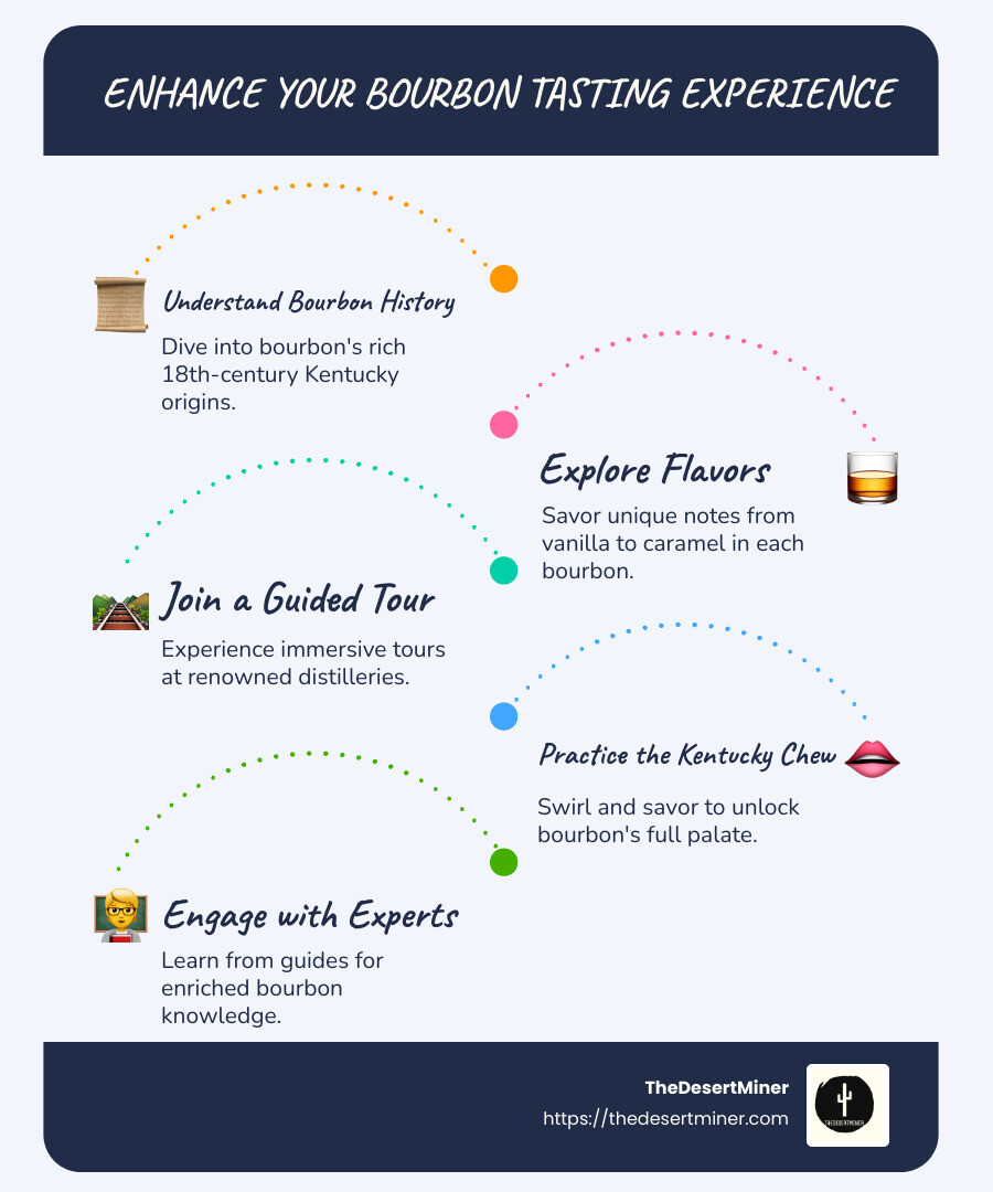 Infographic on Bourbon Tasting Experience - bourbon tasting experience infographic infographic-line-5-steps-blues-accent_colors