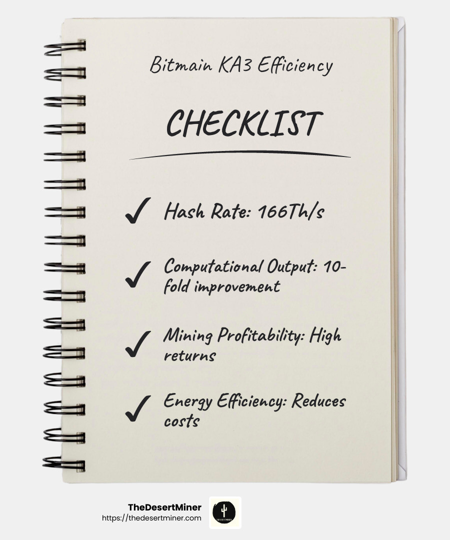 166Th/s hash rate infographic - bitmain ka3 for sale infographic checklist-notebook