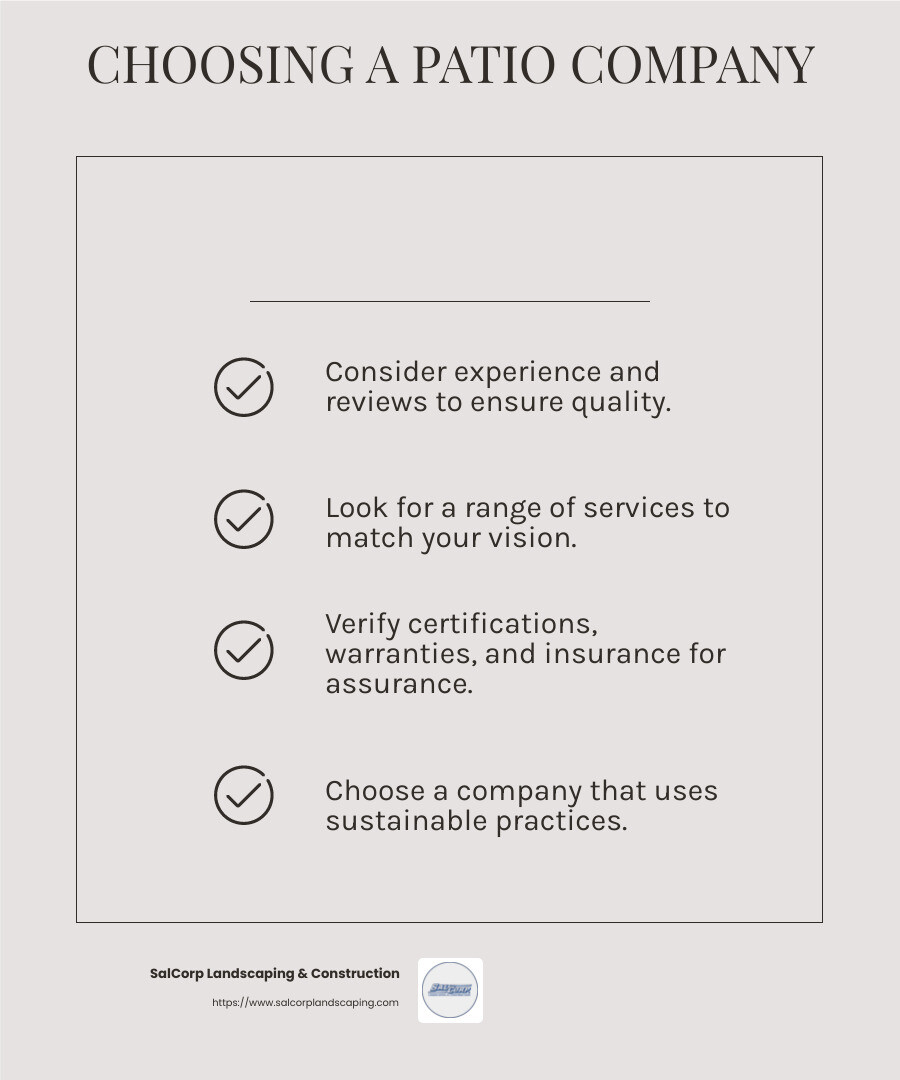 SalCorp Landscaping & Construction: Your Trusted Partner - Patio Companies infographic checklist-light-beige