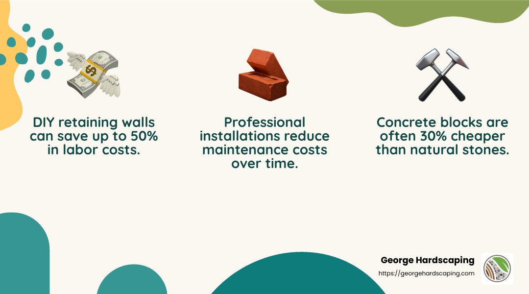 Cost comparison between DIY and professional installation - Stone retaining walls infographic 3_facts_emoji_nature