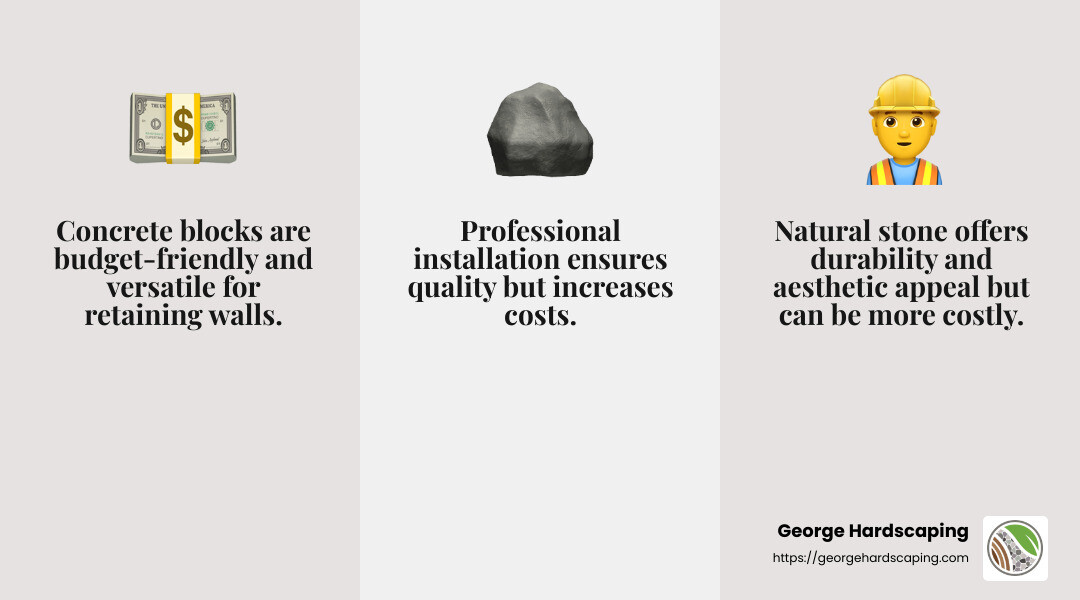 Cost factors for stone retaining walls - Stone retaining walls infographic 3_facts_emoji_grey