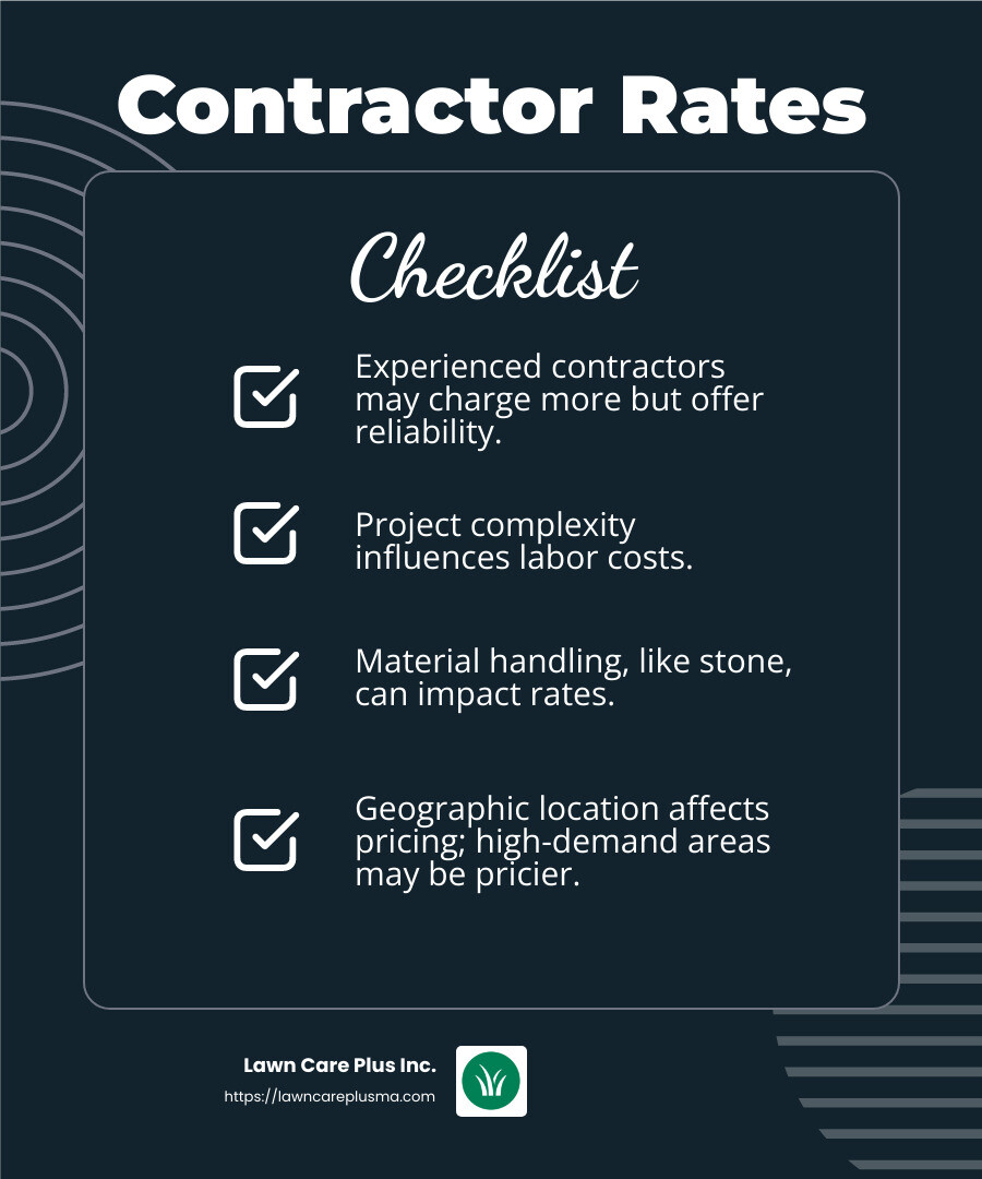 Understanding contractor rates can help you budget effectively for your dream deck. - deck contractor infographic checklist-dark-blue
