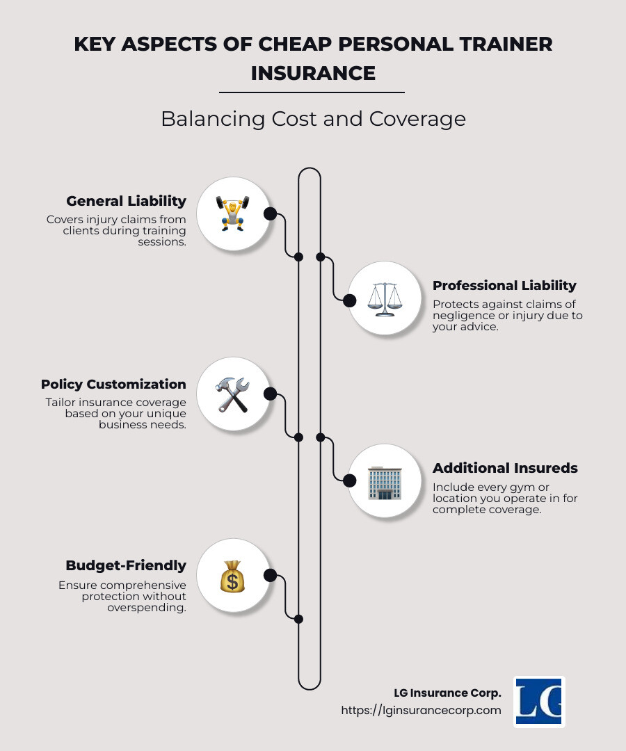 Checklist of Personal Trainer Insurance Features - cheap personal trainer insurance infographic infographic-line-5-steps-neat_beige