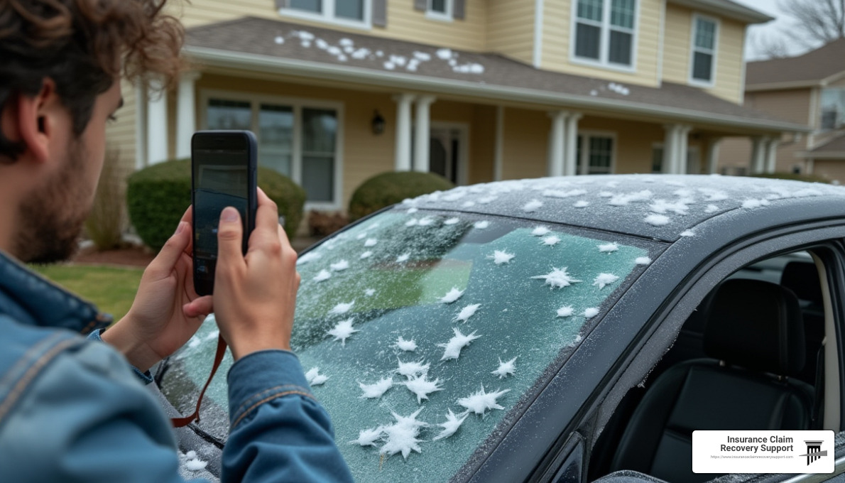 Documenting hail damage with photos - hail damage claims
