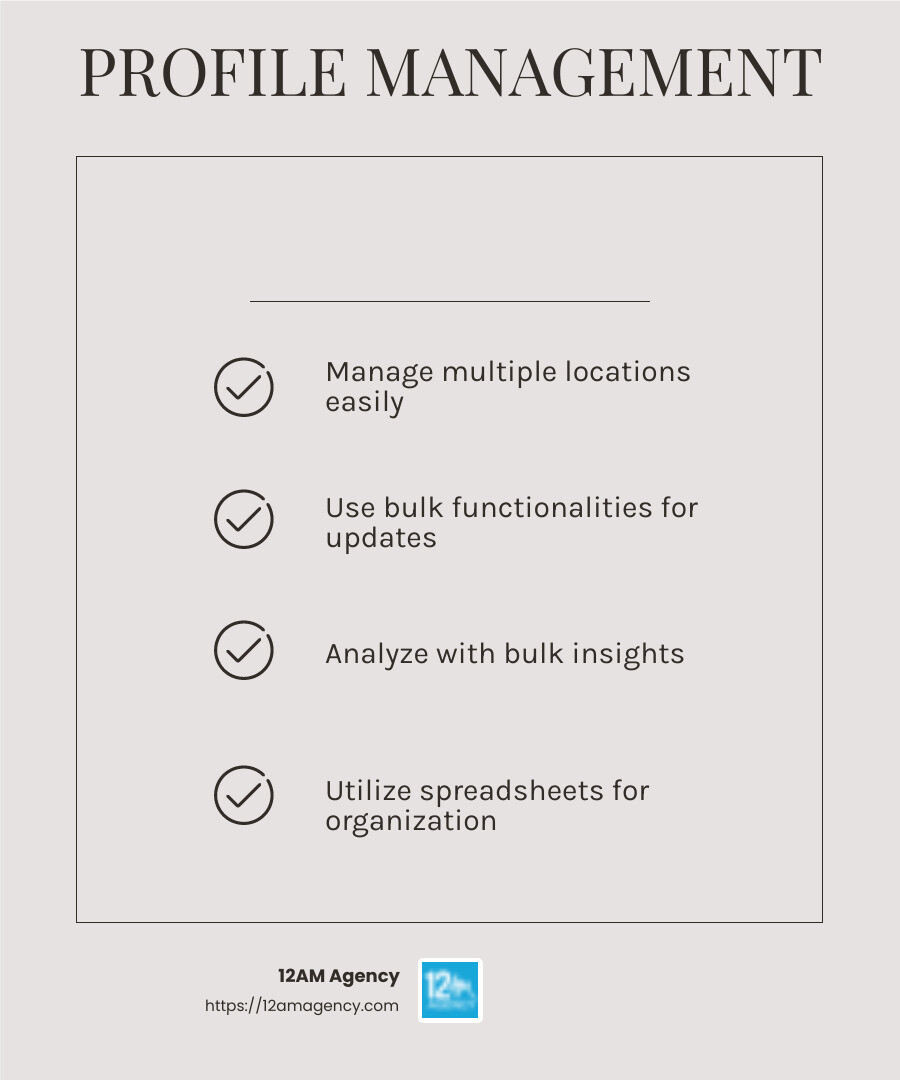 Bulk Insights - how to manage a google business account infographic checklist-light-beige