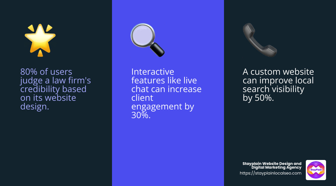 Improved Credibility with Modern Design - website design for lawyer chattanooga infographic 3_facts_emoji_blue