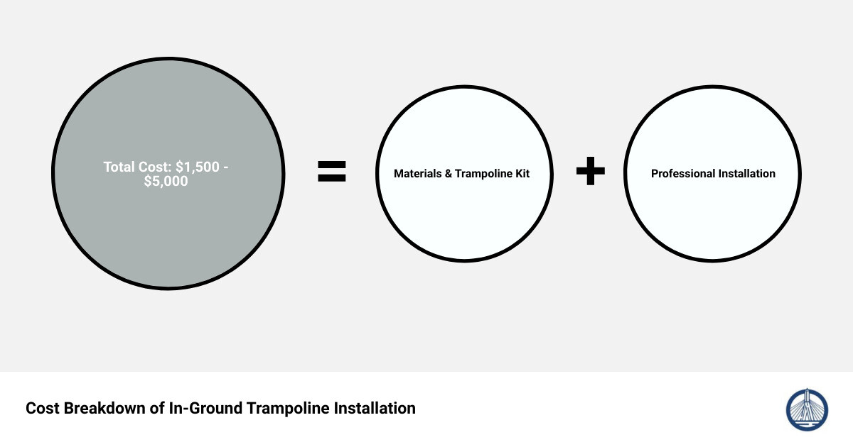 Cost breakdown of in ground trampoline installation, showing price range for materials, installation, and accessories - how much is an in ground trampoline infographic sum_of_parts