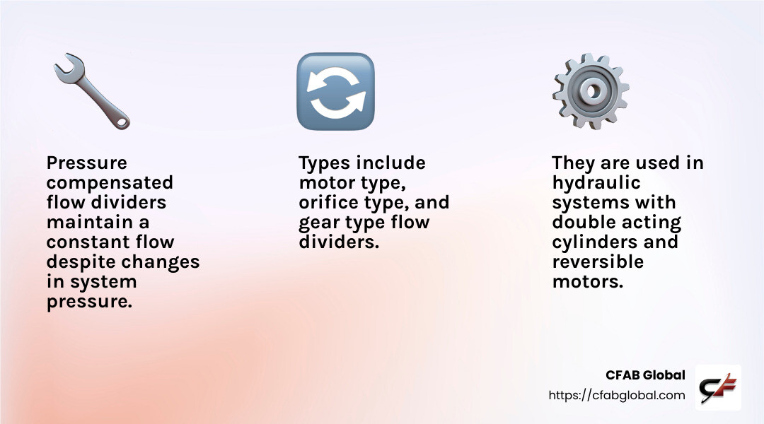 motor type flow divider - pressure compensated flow divider - pressure compensated flow divider infographic 3_facts_emoji_light-gradient